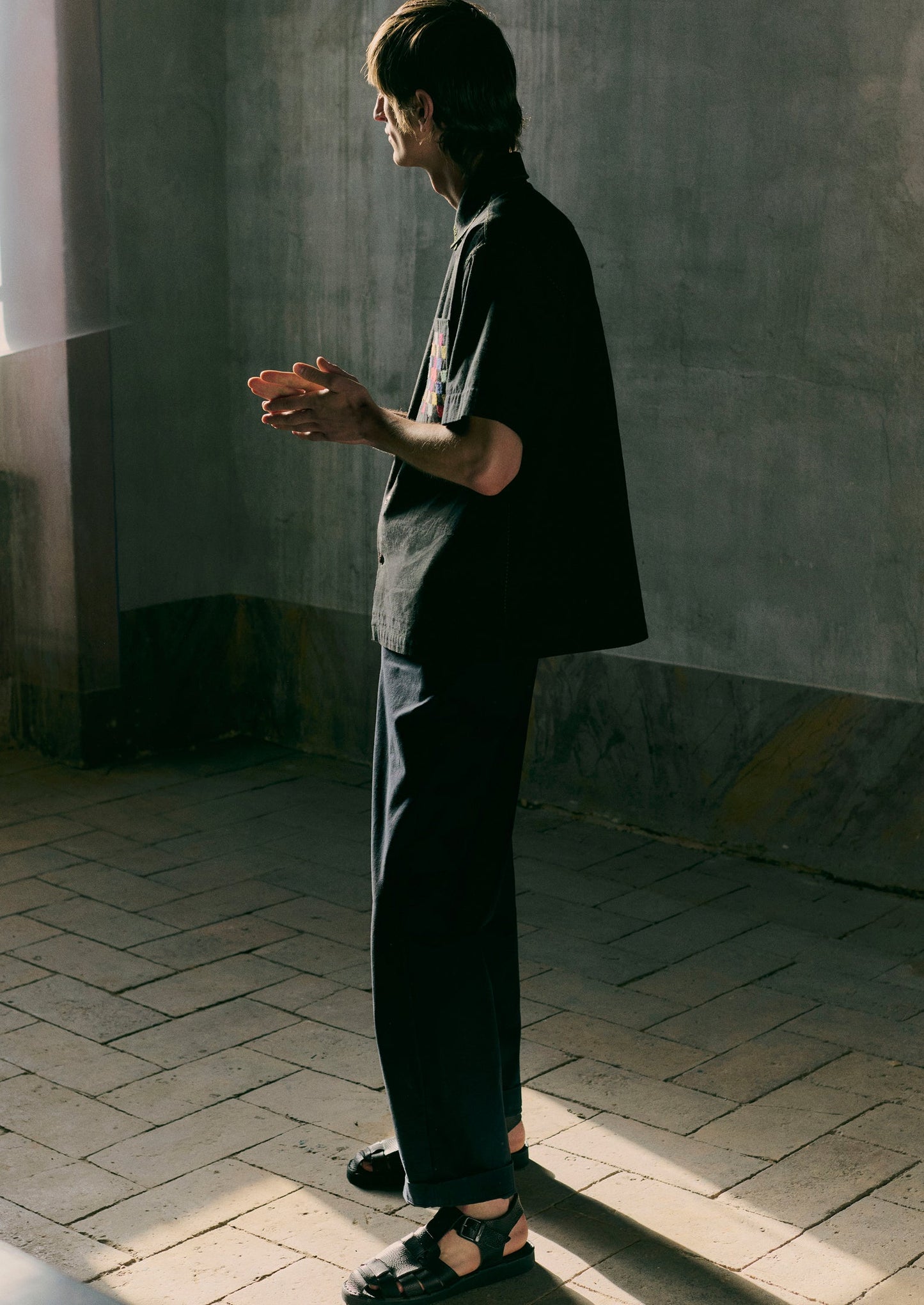 Camicia ricamata a mano sovratinta | Graphite Multi