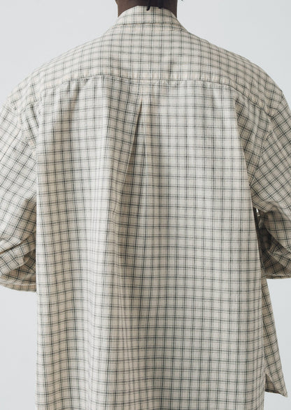 Camicia a quadri in cotone con motivo a finestra | Ecru/Ardesia