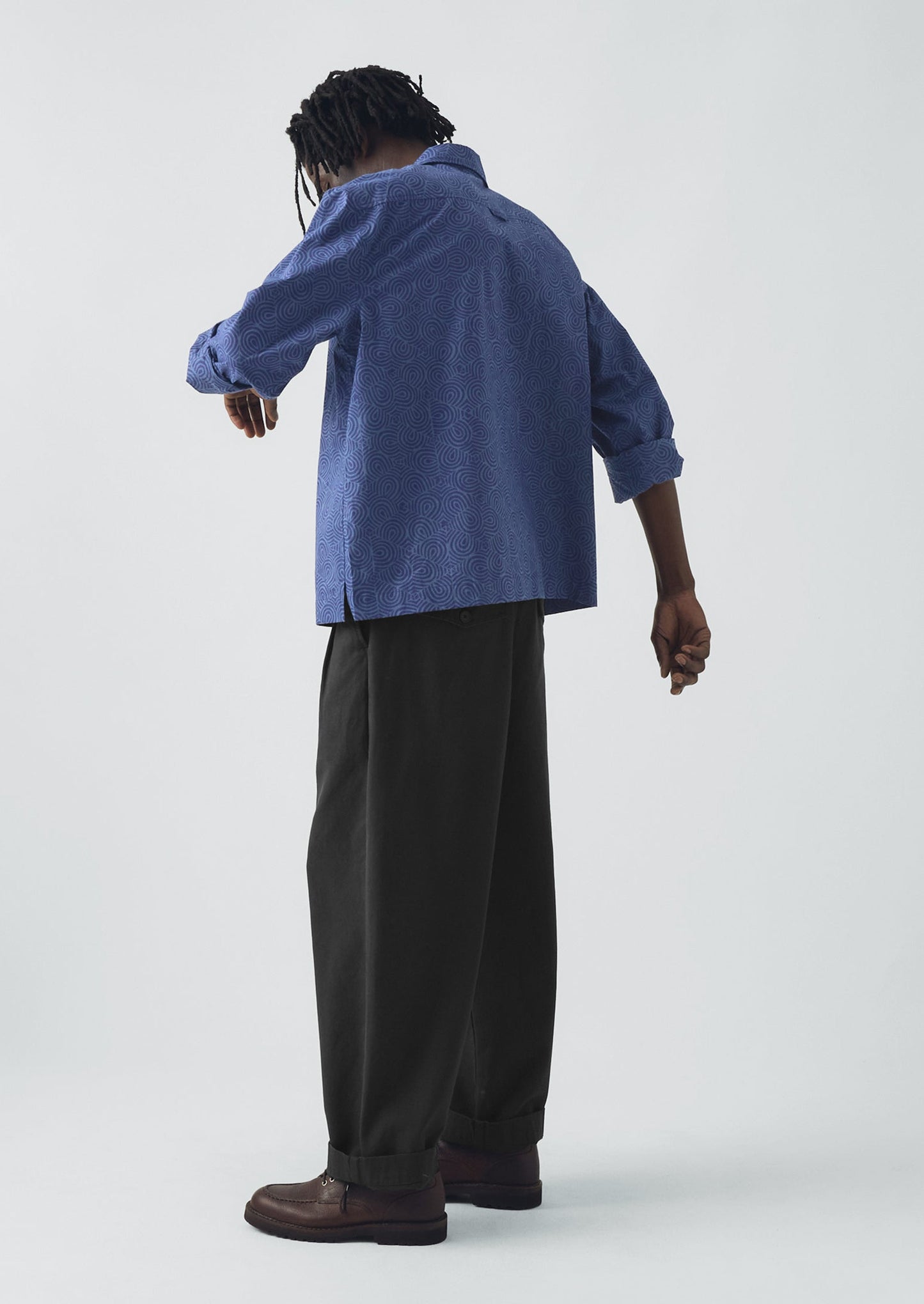 Camicia con stampa a blocchi di piastrelle | Blu nebbia