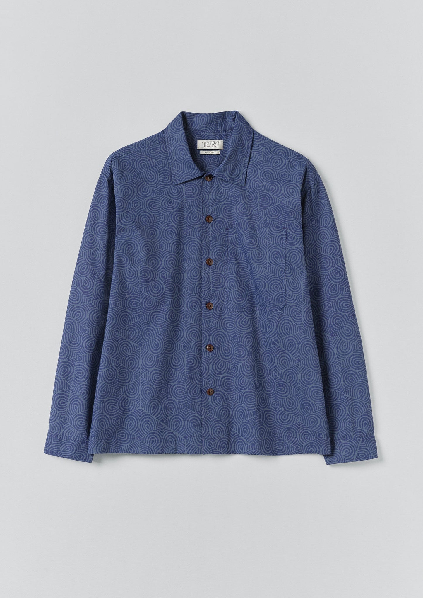 Camicia con stampa a blocchi di piastrelle | Blu nebbia