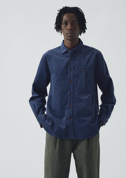 Camicia da lavoro in velluto a coste biologico | Blu denim