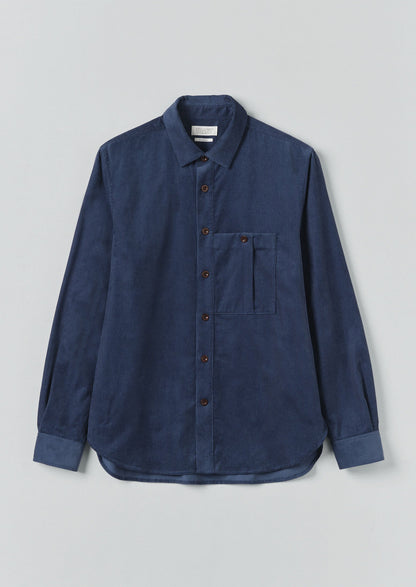 Camicia da lavoro in velluto a coste biologico | Blu denim