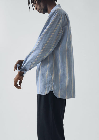 Camicia da nonno con stampa a righe larghe | Blu chambray