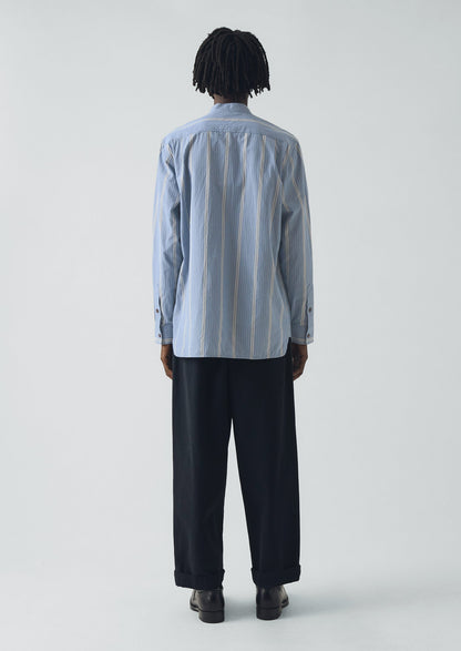 Camicia da nonno con stampa a righe larghe | Blu chambray