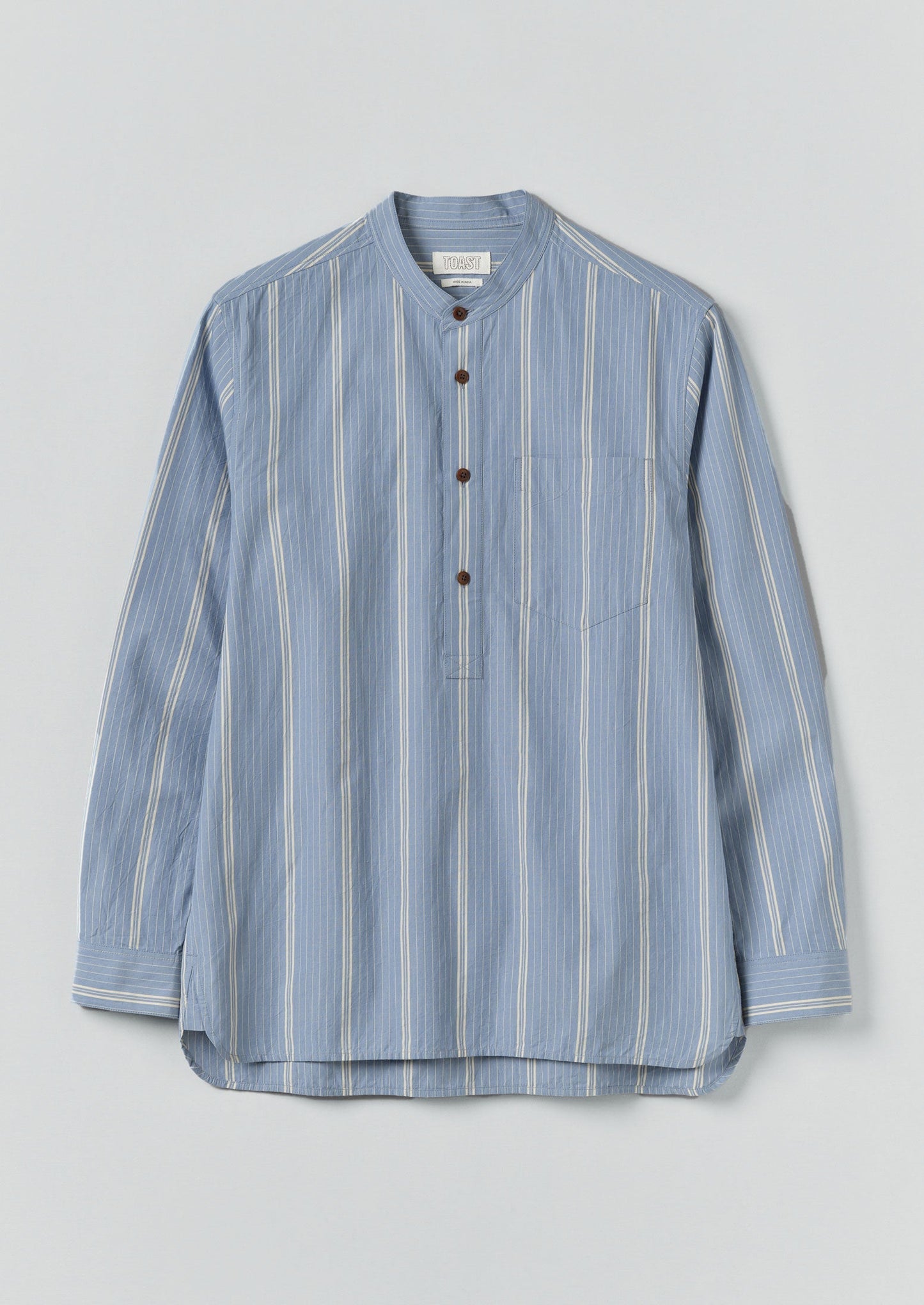 Camicia da nonno con stampa a righe larghe | Blu chambray