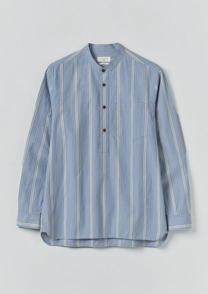 Camicia da nonno con stampa a righe larghe | Blu chambray