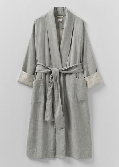 Abito in morbido cotone double face | Grigio melange/argilla morbida
