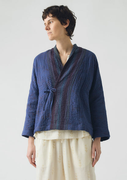 Giacca Kantha riutilizzata e tinta | Blu Provenza