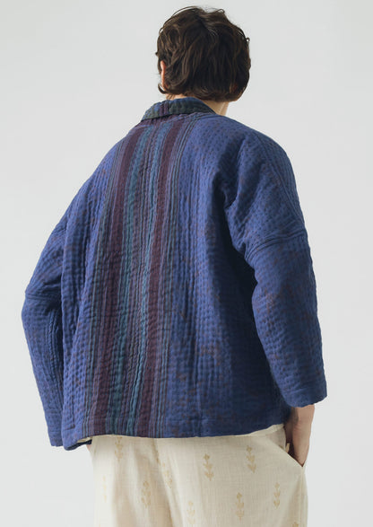 Giacca Kantha riutilizzata e tinta | Blu Provenza