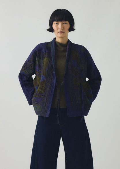 Giacca Kantha riutilizzata e tinta | Blu Provenza