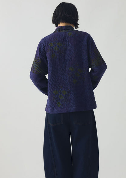 Giacca Kantha riutilizzata e tinta | Blu Provenza