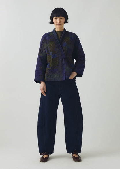Giacca Kantha riutilizzata e tinta | Blu Provenza