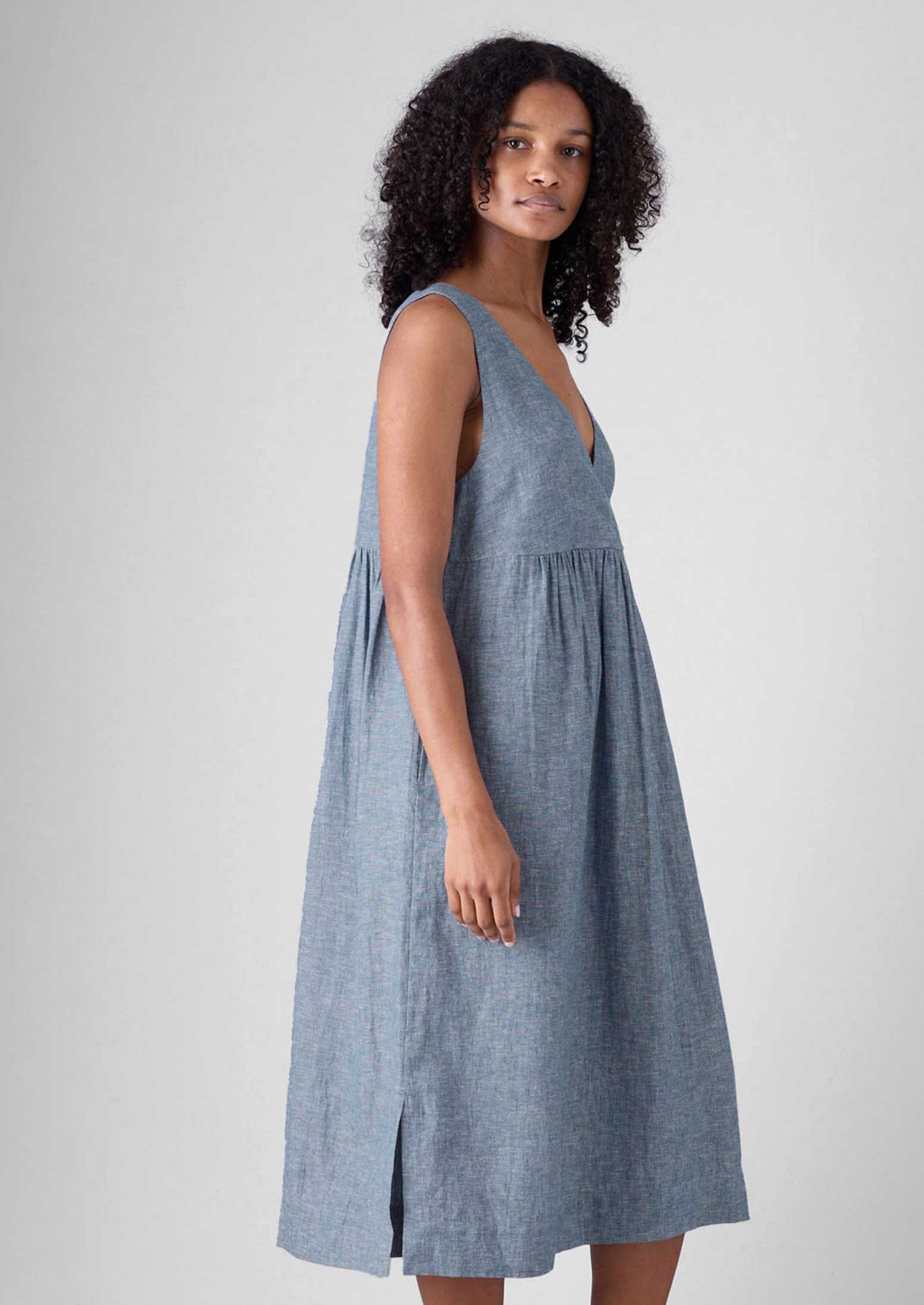 Abito da salotto leggero in lino e cotone | Blu polvere