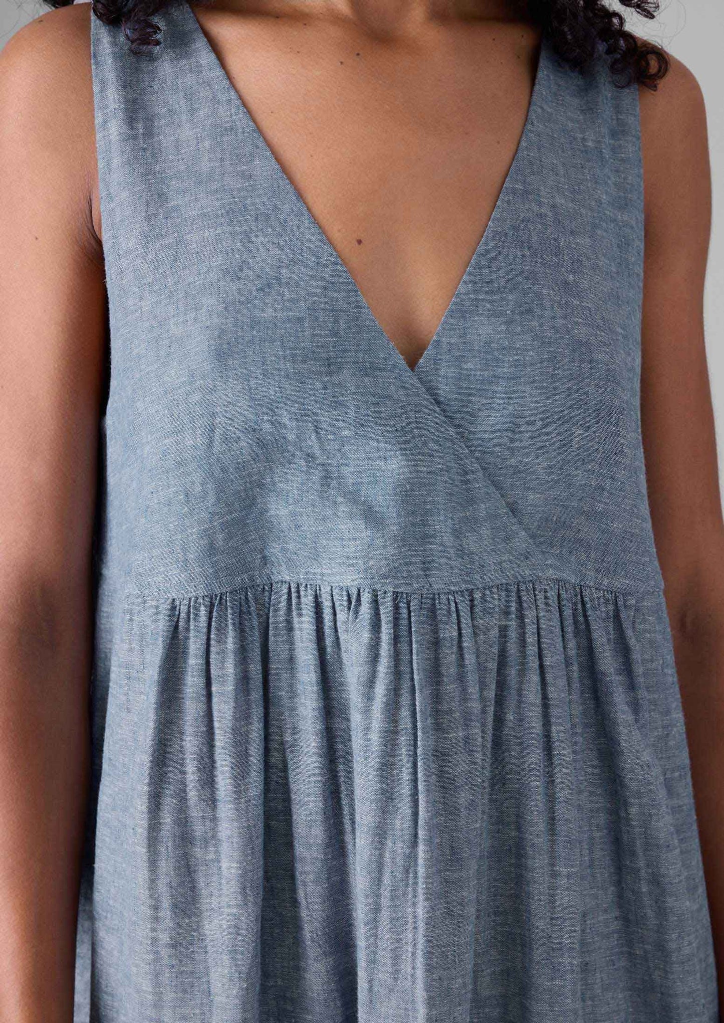 Abito da salotto leggero in lino e cotone | Blu polvere