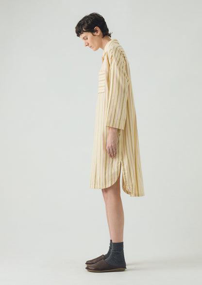 Camicia da notte in flanella a righe decorative | Ecru/Corn