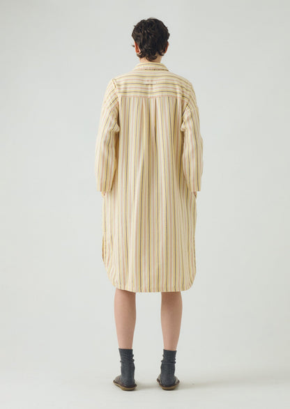 Camicia da notte in flanella a righe decorative | Ecru/Corn
