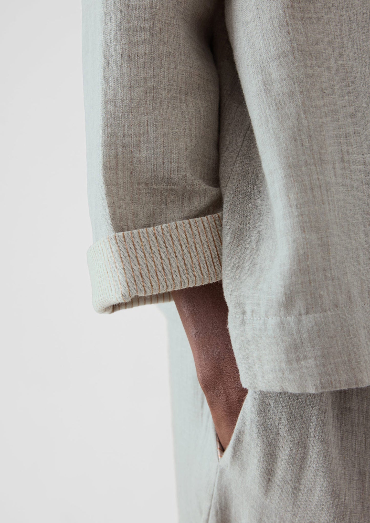 Pigiama in morbido cotone double face | Grigio melange/argilla morbida