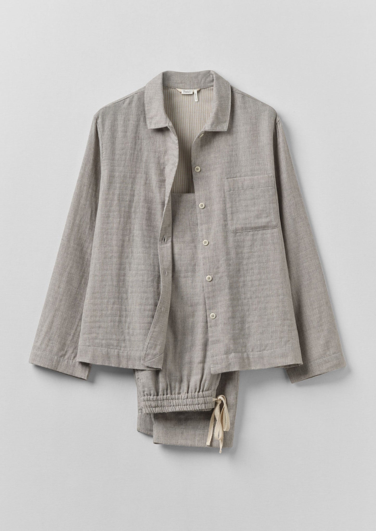 Pigiama in morbido cotone double face | Grigio melange/argilla morbida