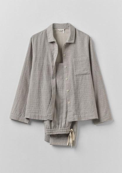 Pigiama in morbido cotone double face | Grigio melange/argilla morbida