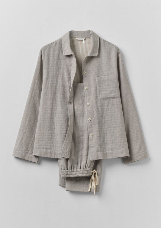 Pigiama in morbido cotone double face | Grigio melange/argilla morbida