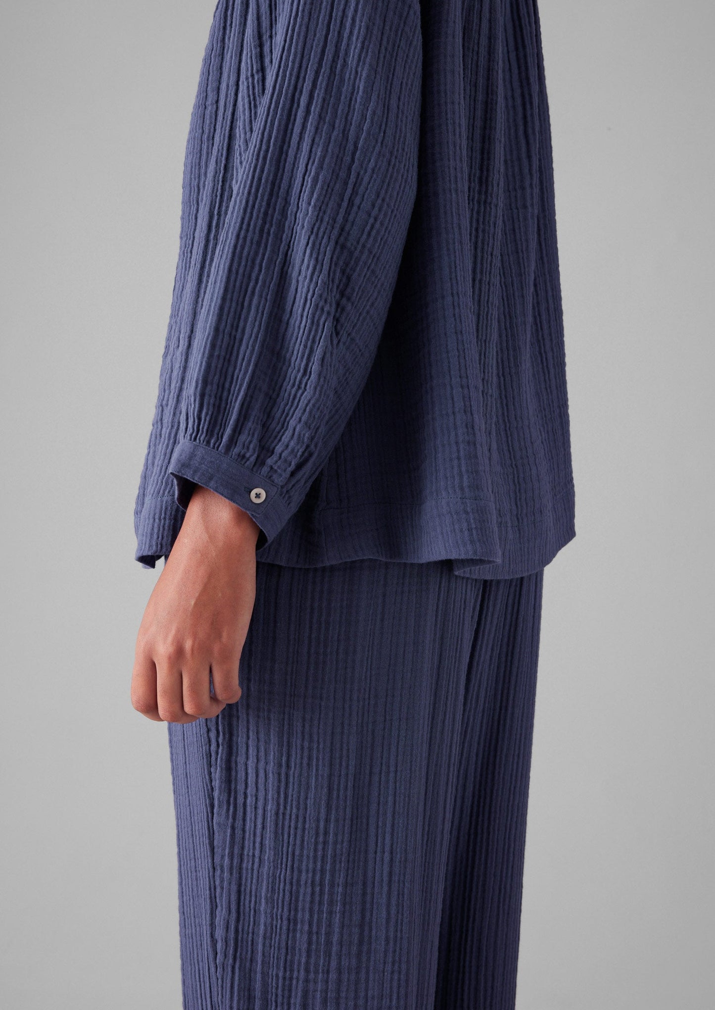 Pigiama in cotone stropicciato | Blu ombra