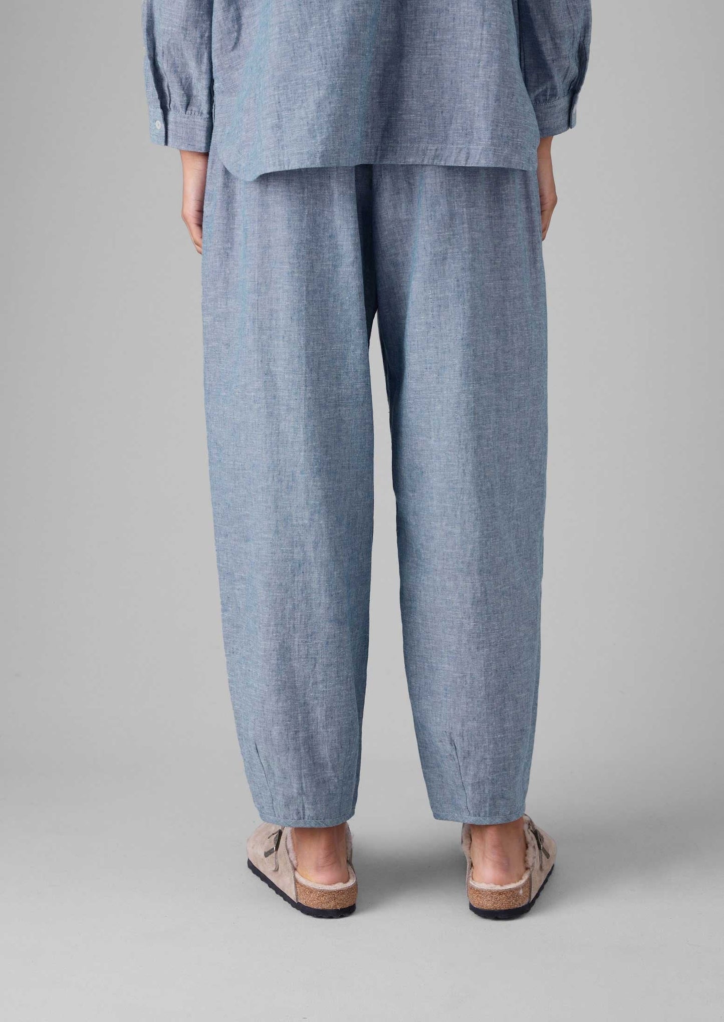 Pantaloni a palloncino leggeri in lino e cotone | Blu polvere