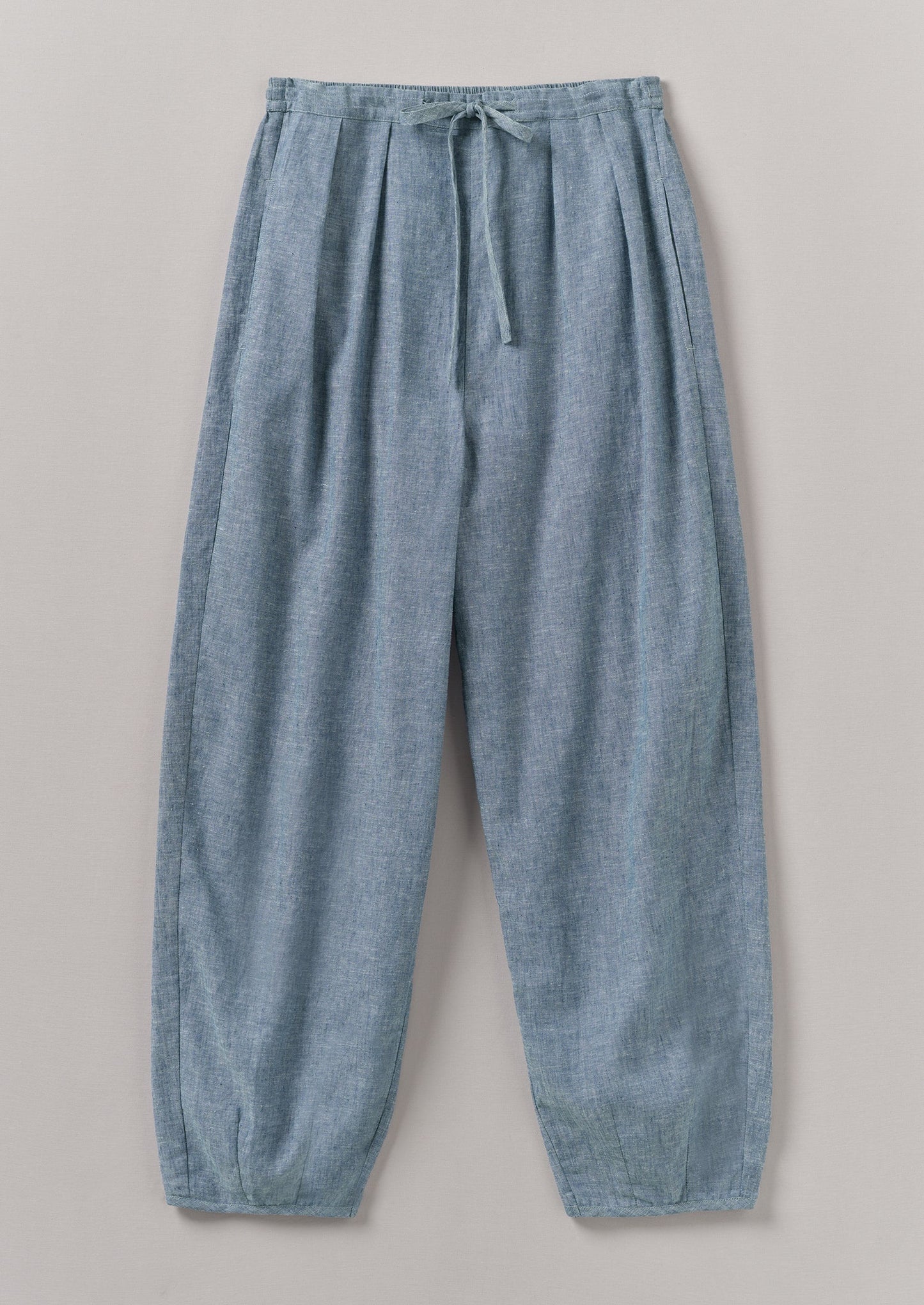 Pantaloni a palloncino leggeri in lino e cotone | Blu polvere