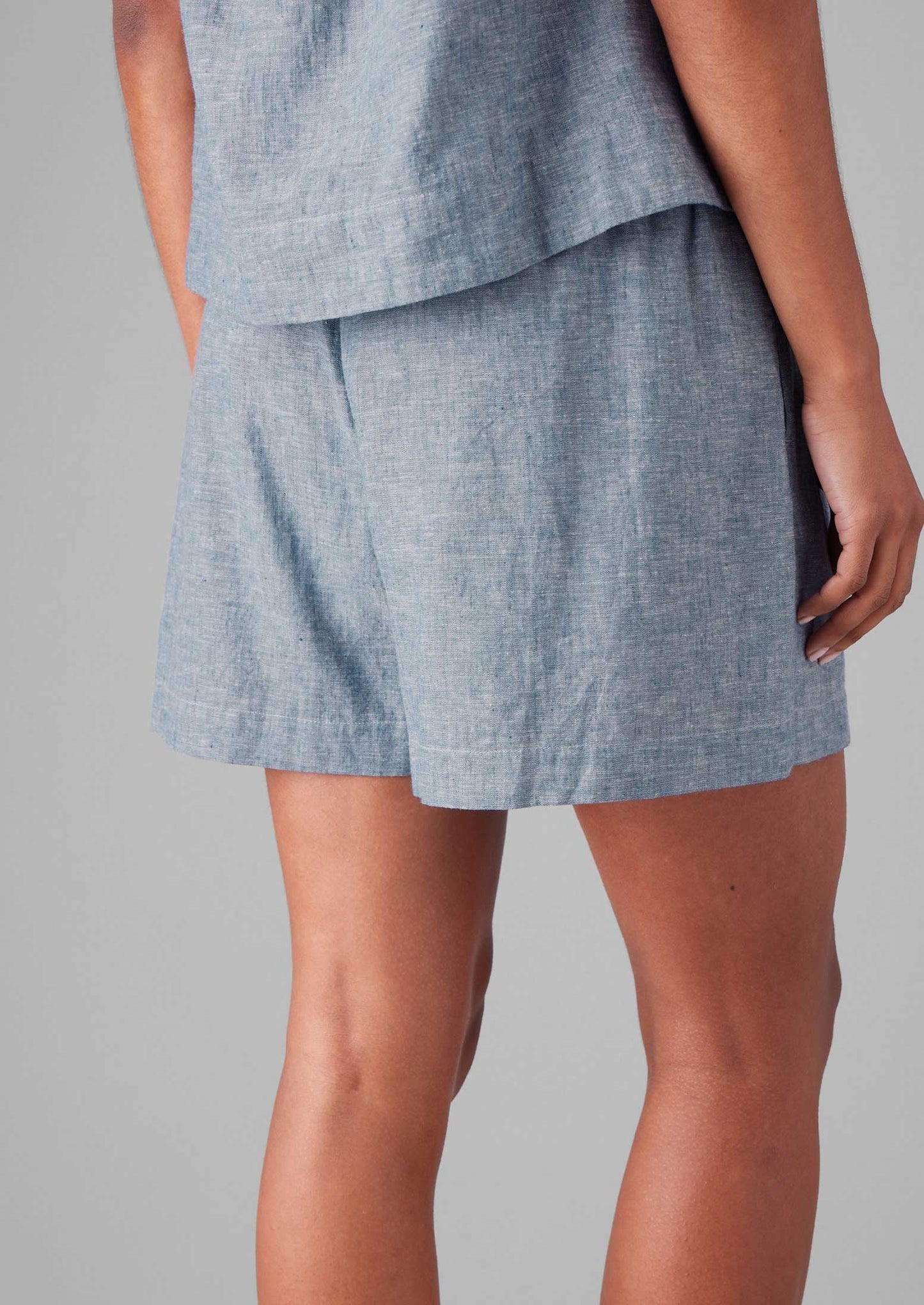 Pantaloncini da salotto leggeri in lino e cotone | Blu polvere