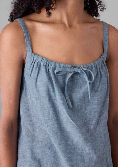 Canotta leggera in lino e cotone | Blu polvere