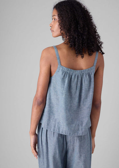 Canotta leggera in lino e cotone | Blu polvere