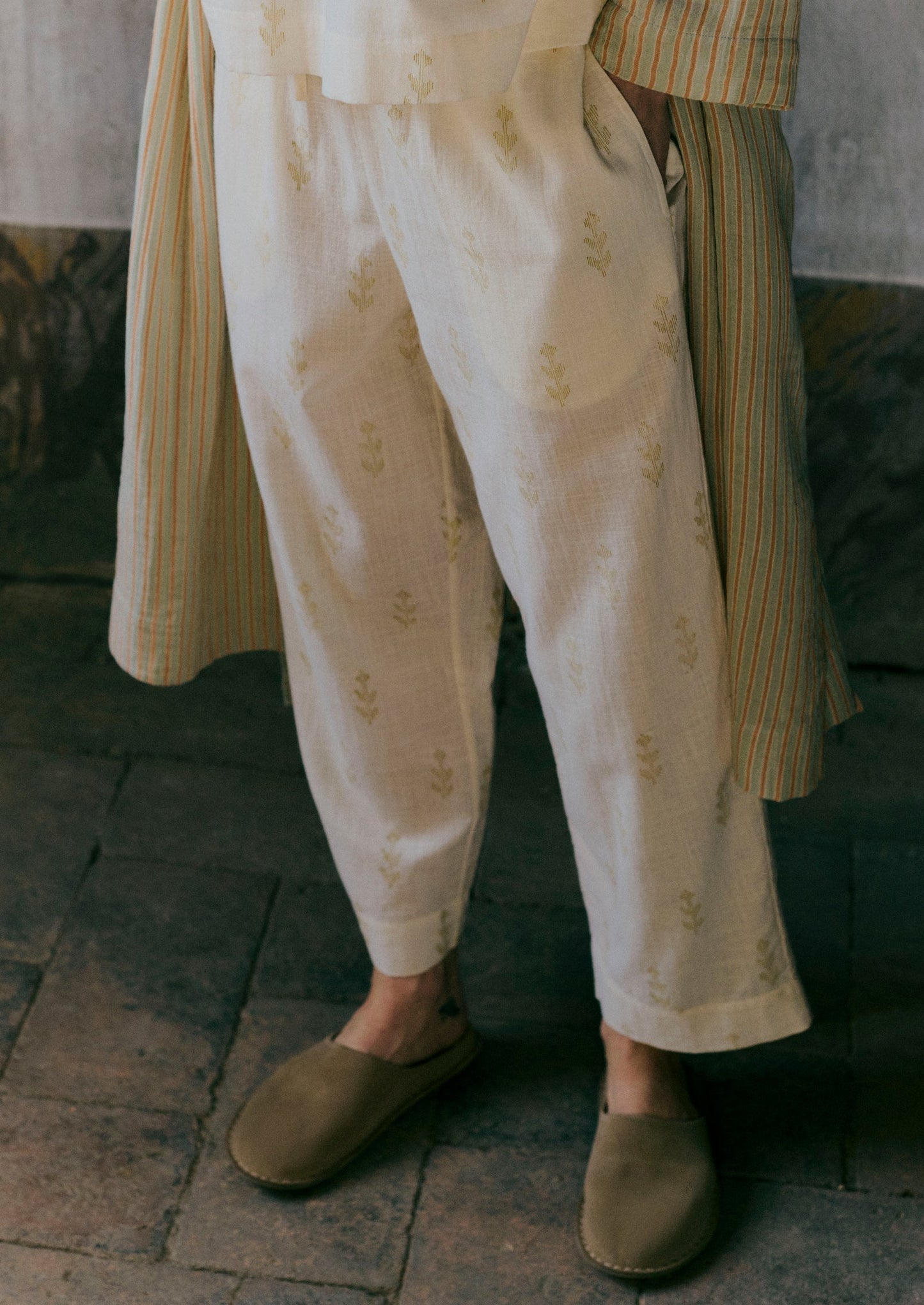 Pigiama con stampa Etched Sprig | Ecru/Citrino