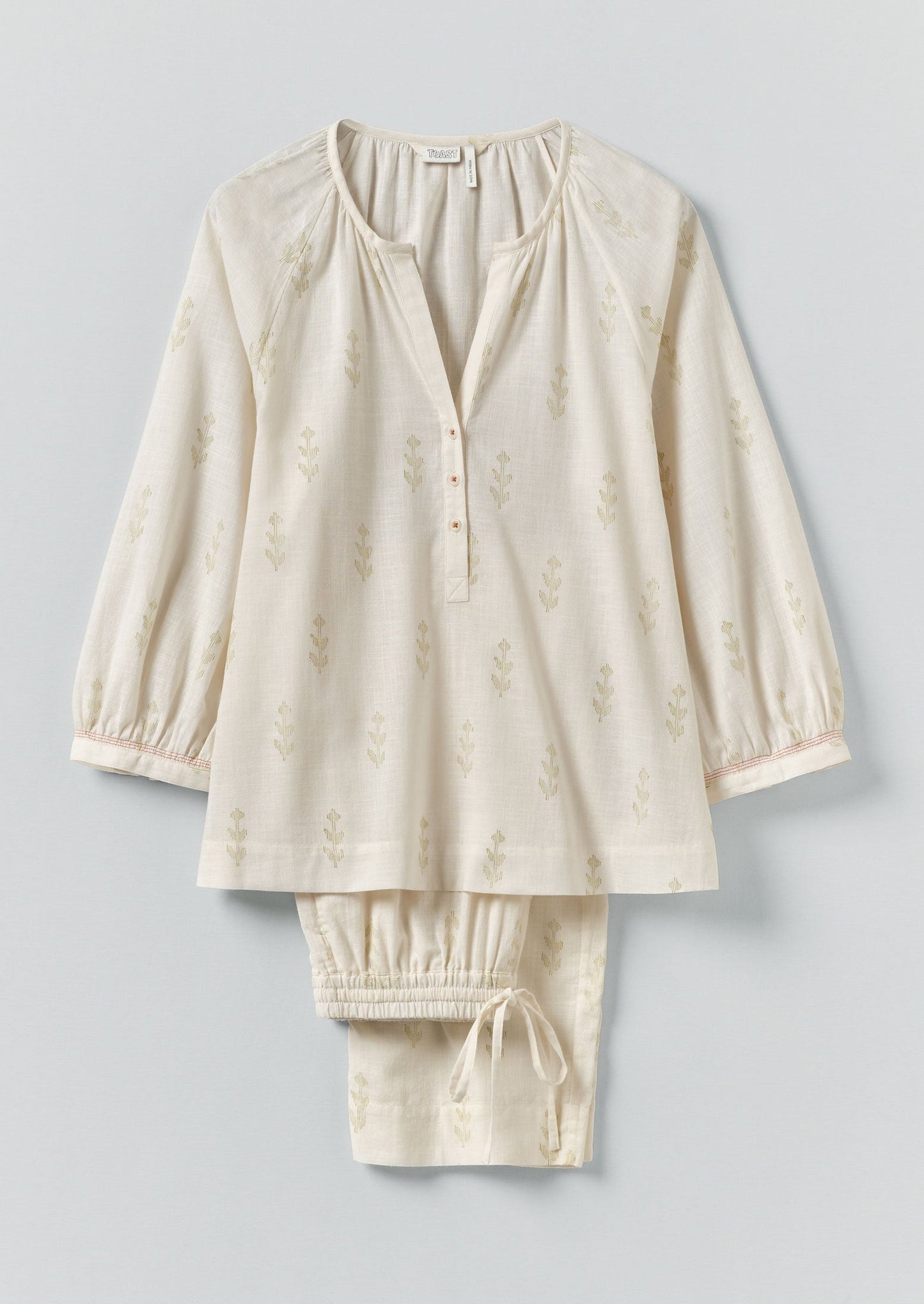 Pigiama con stampa Etched Sprig | Ecru/Citrino