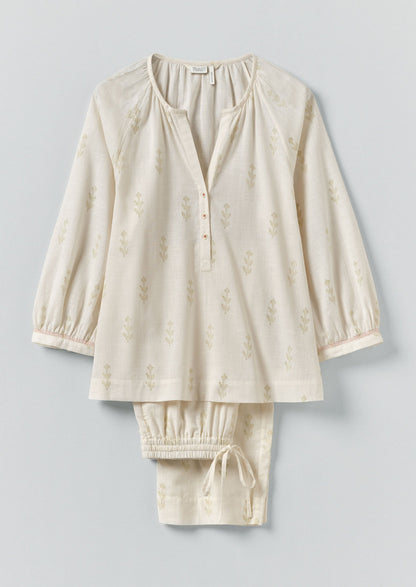 Pigiama con stampa Etched Sprig | Ecru/Citrino