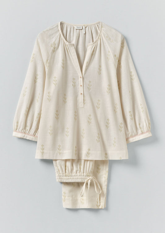 Pigiama con stampa Etched Sprig | Ecru/Citrino