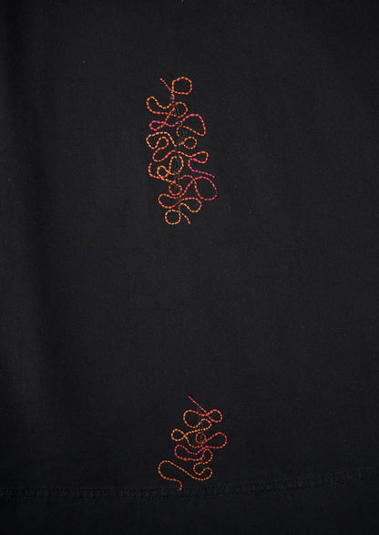 Abito in denim nero rinnovato con patta laterale, taglia 6 (110) | Nero