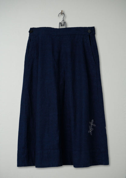 Gonna in cotone e canapa Mariner rinnovata taglia 18 (008) | Blu chambray scuro