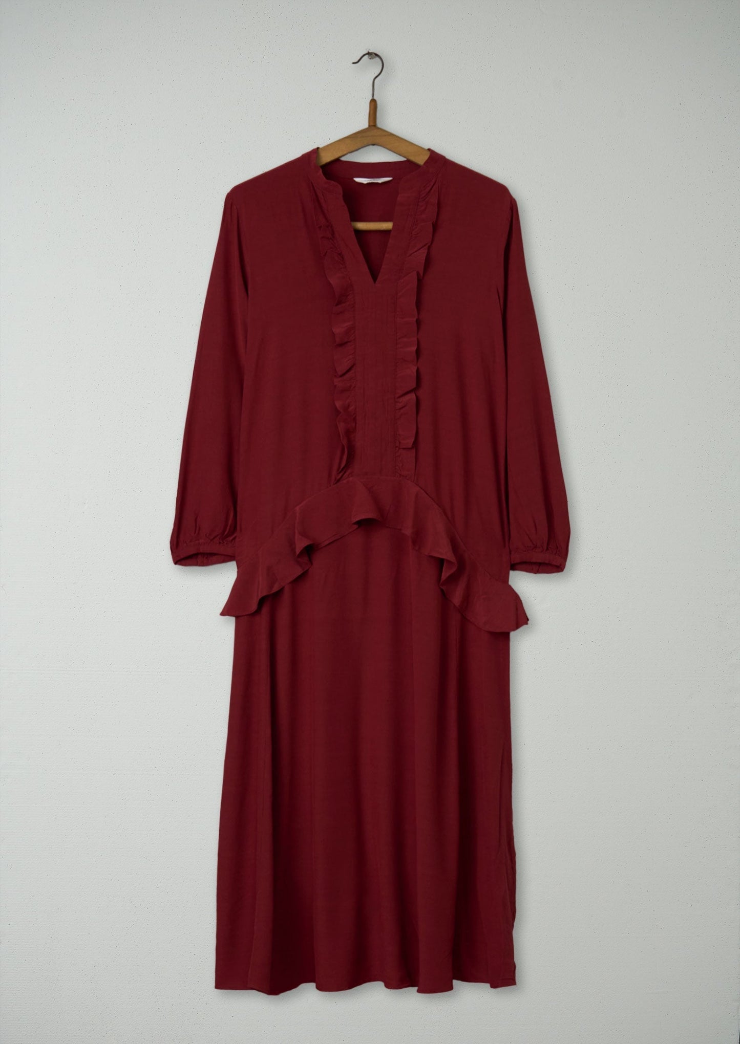 Abito con volant riutilizzato taglia 8 (868) | Ruggine scuro