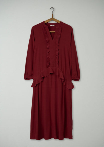 Abito con volant riutilizzato taglia 8 (868) | Ruggine scuro