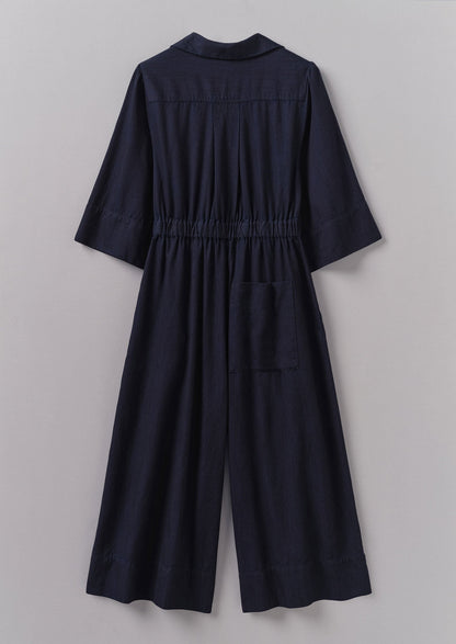 Tuta culotte in twill indaco | Indaco