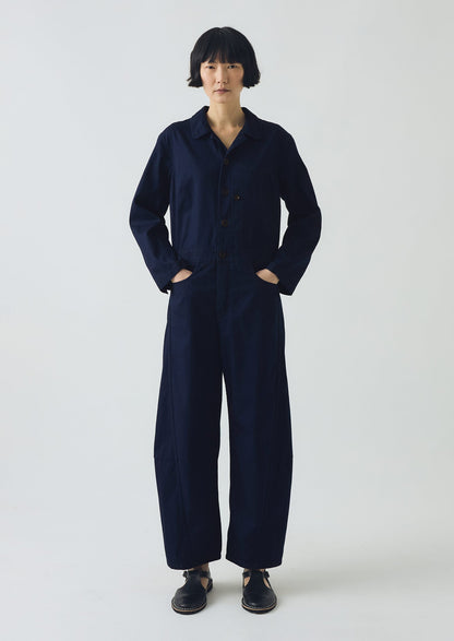 Tuta in twill di cotone con mezza patta | Indaco