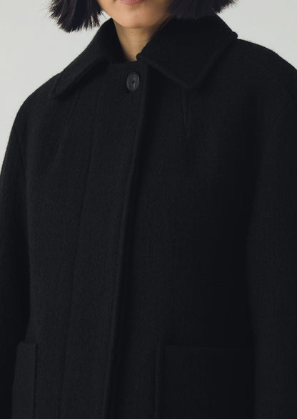 Cappotto corto in lana cotta testurizzata | Indaco