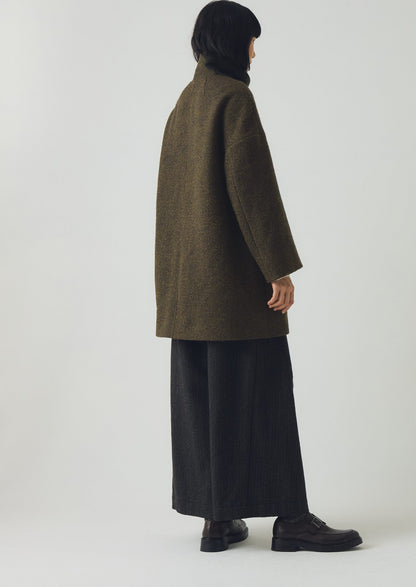 Cappotto in twill di lana cotta | Verde oliva scuro