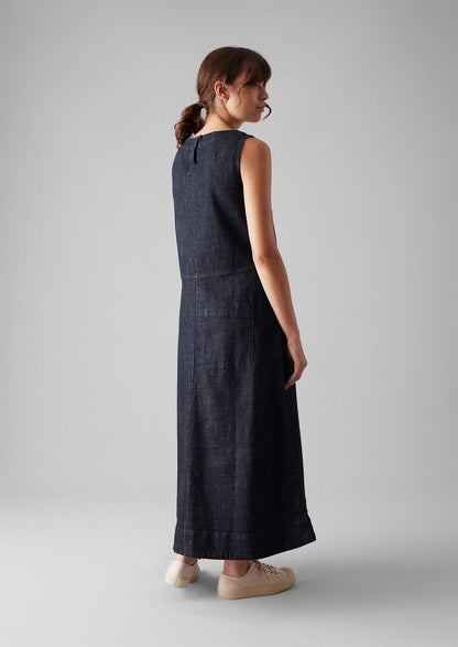 Abito in denim indaco biologico a pannelli | Indaco