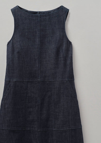 Abito in denim indaco biologico a pannelli | Indaco