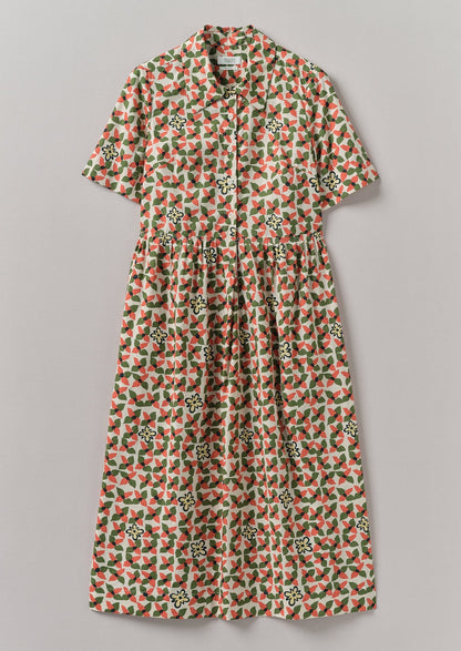 Abito camicia in cotone Selma | Paprika/Verde caldo