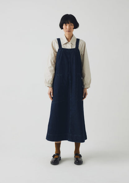 Abito salopette in denim con tasche applicate | Indaco