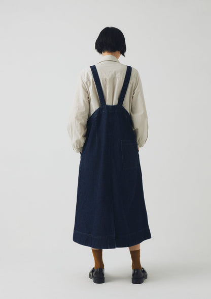 Abito salopette in denim con tasche applicate | Indaco