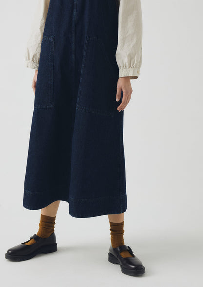 Abito salopette in denim con tasche applicate | Indaco