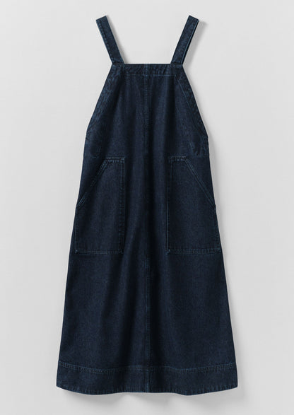 Abito salopette in denim con tasche applicate | Indaco