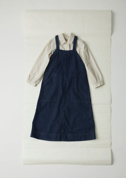 Abito salopette in denim con tasche applicate | Indaco